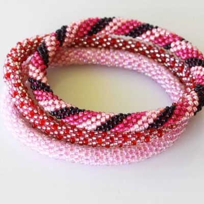Seed Bracelet Set - Pink